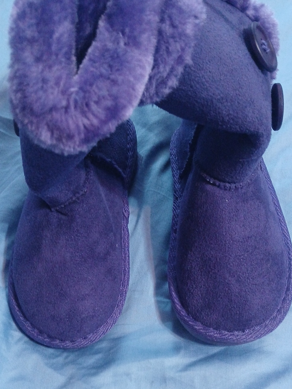 Kid’s Plush Purple Winter Boots - Cozy Fold-Over Design